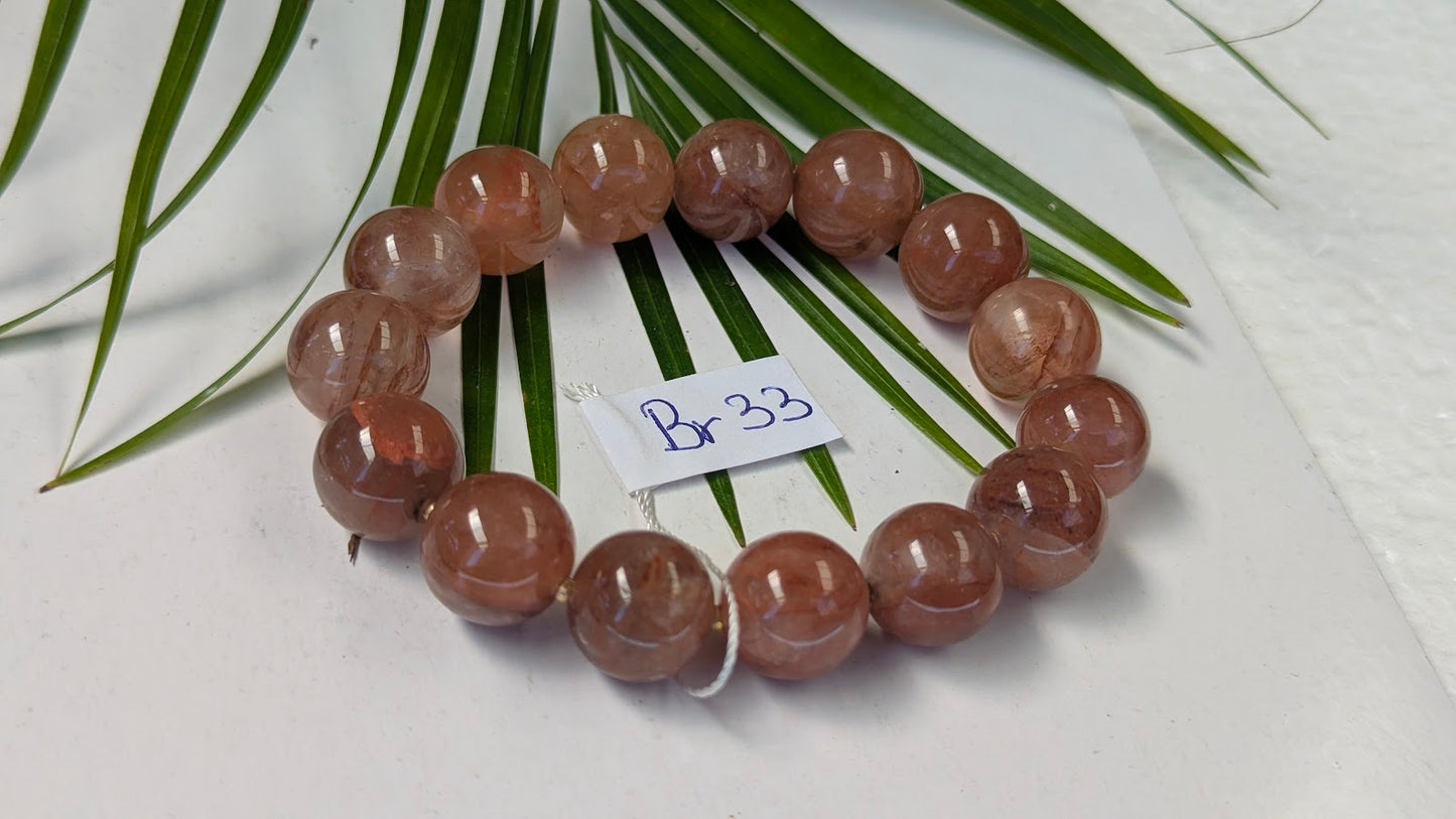 Br 33 Quartz hematoide rouge bracelet