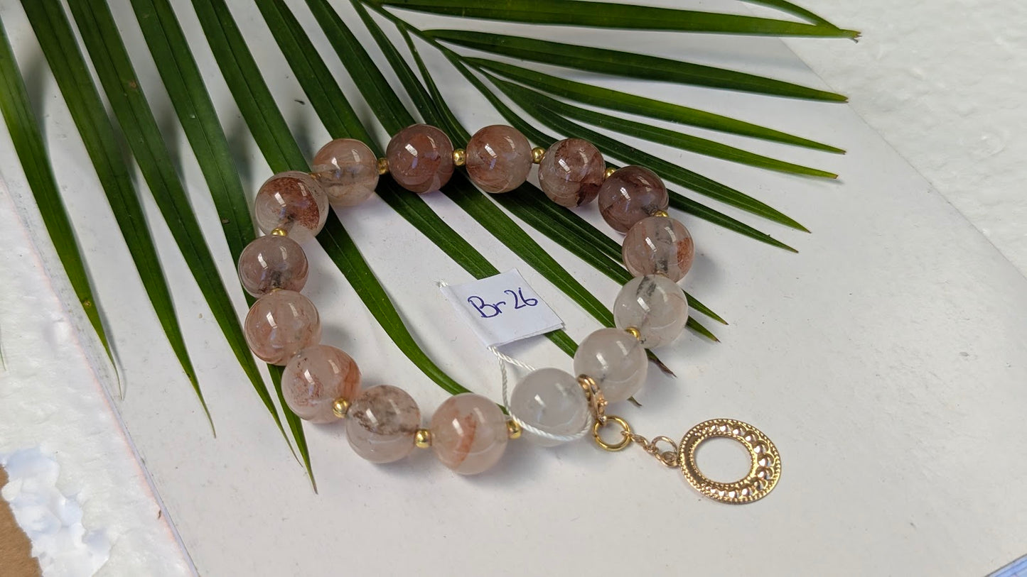 Br 26 Quartz hematoide rouge bracelet