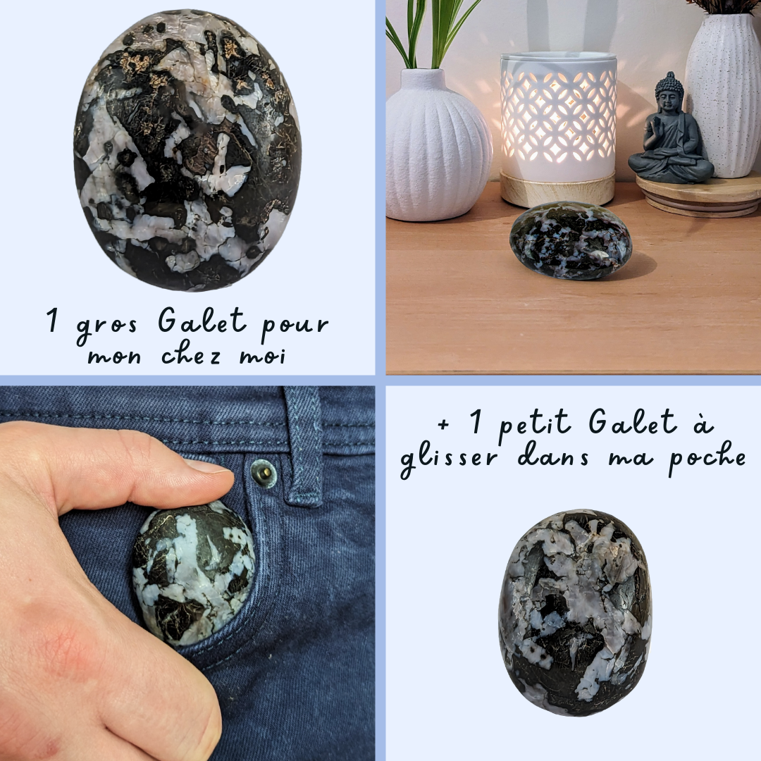 2 x Galets Gabbro Grade B avec imperfections