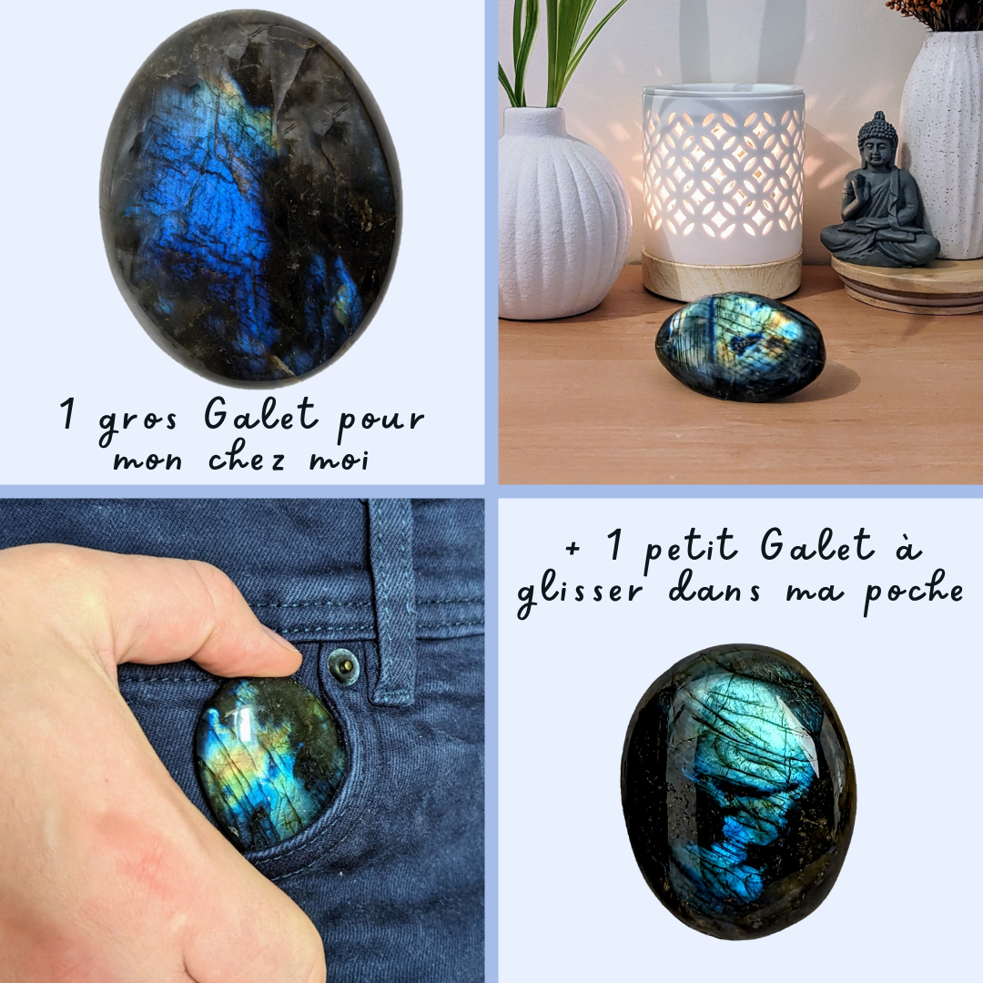 2 x Galets Labradorite Grade B avec imperfections
