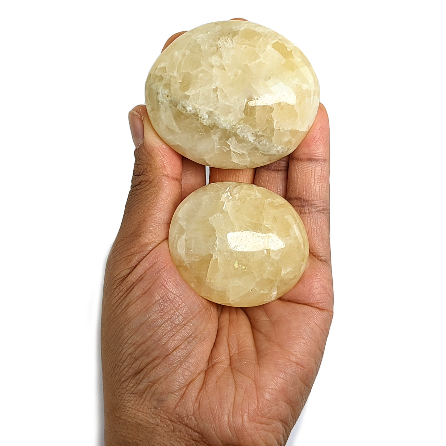 2 x Galets Calcite Jaune Grade B avec imperfections