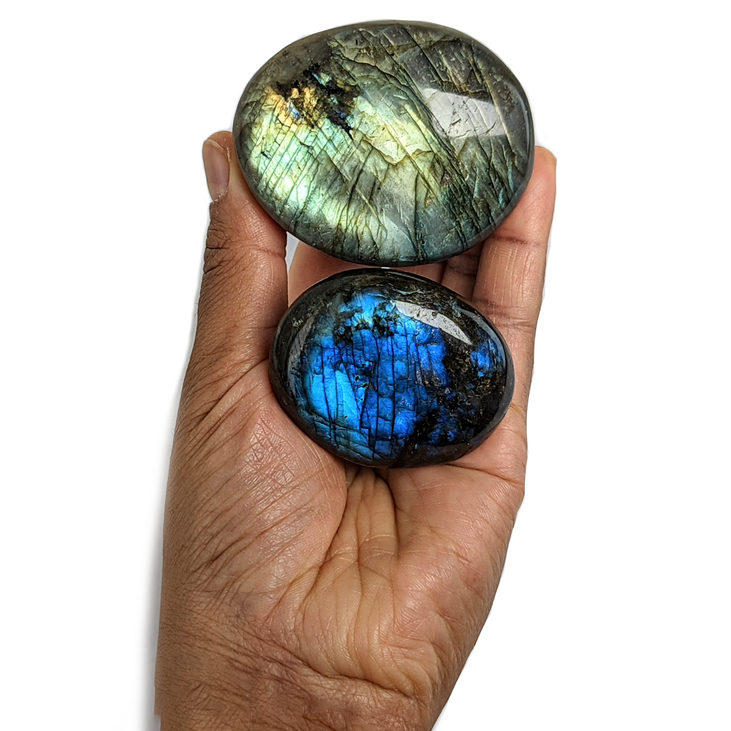 2 x Galets Labradorite Grade B avec imperfections