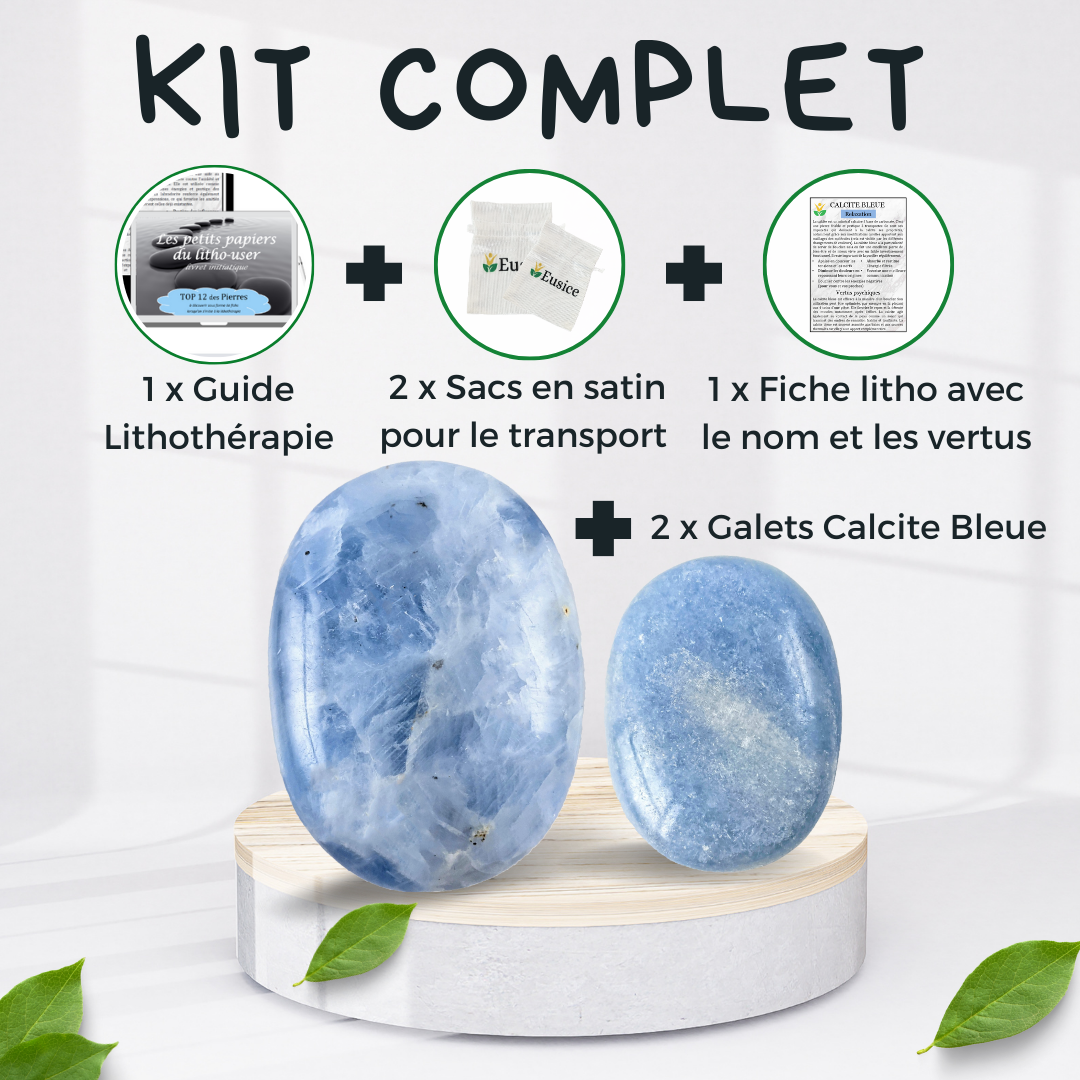 2 x Galets Calcite Bleue Grade B avec imperfections