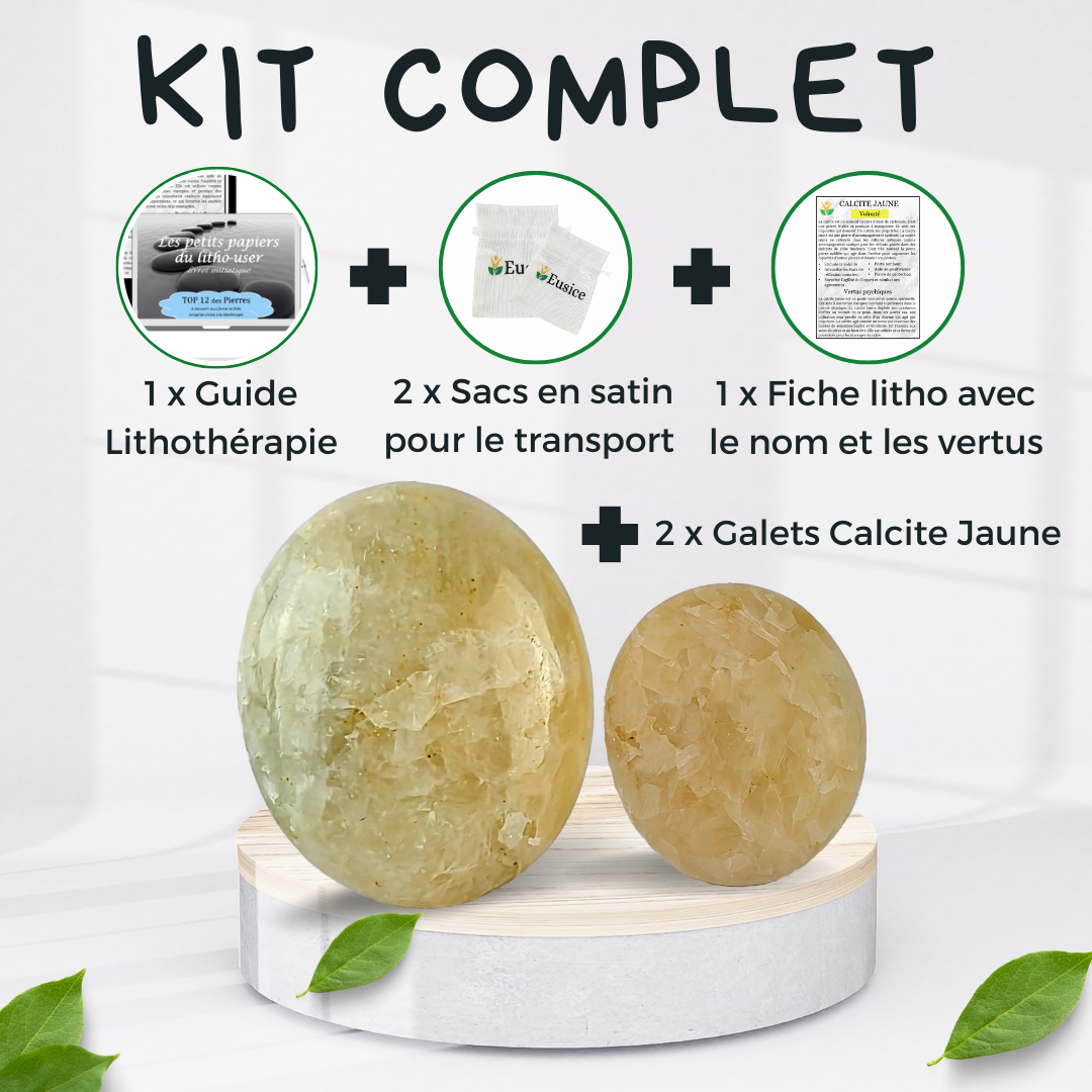2 x Galets Calcite Jaune Grade B avec imperfections