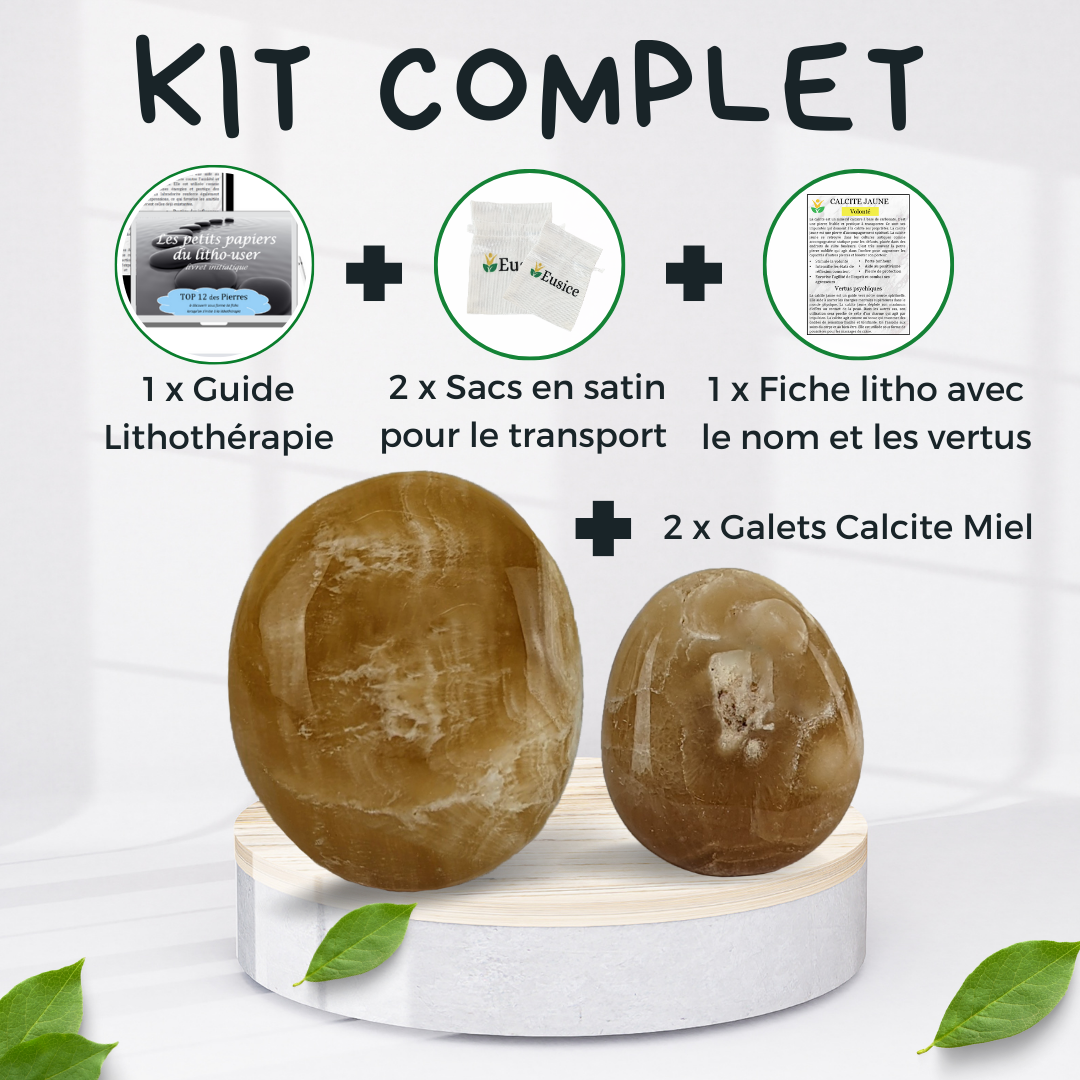 2 x Galets Calcite Miel Grade B avec imperfections