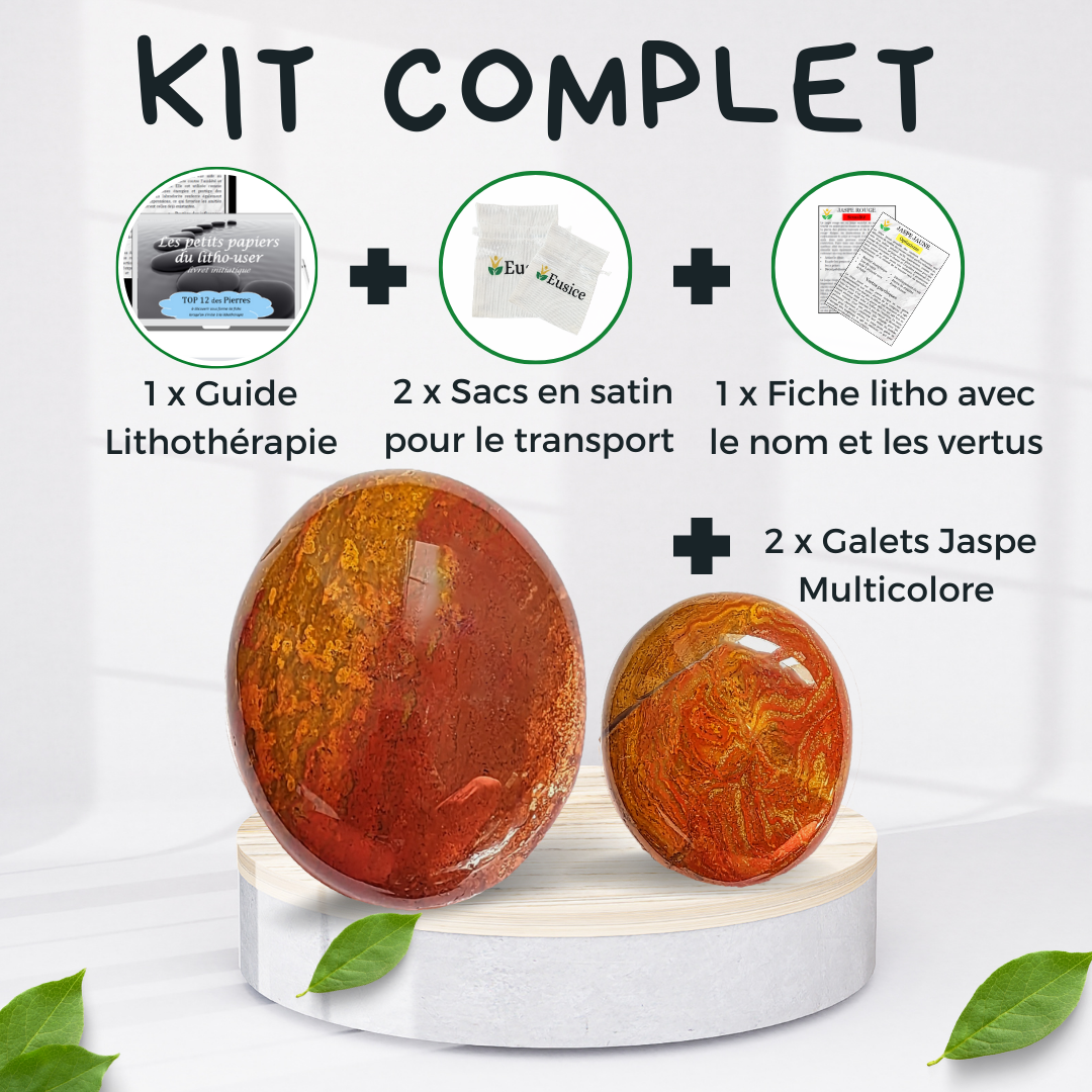 2 x Galets Jaspe Multicolore Grade B avec imperfections