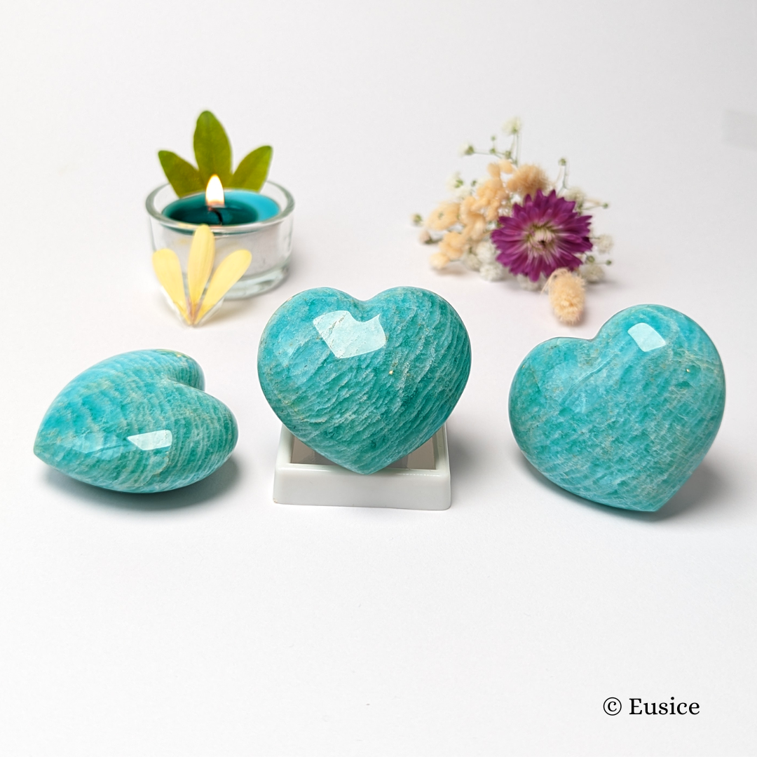 Amazonite Heart, handmade natural stone