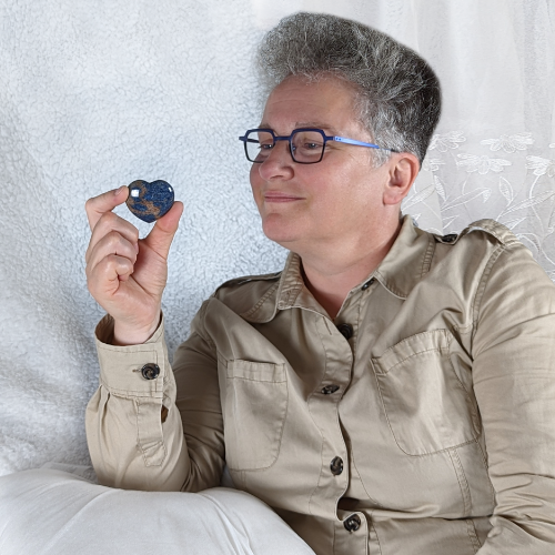 Lazulite Cœur, pierre naturelle fait-main