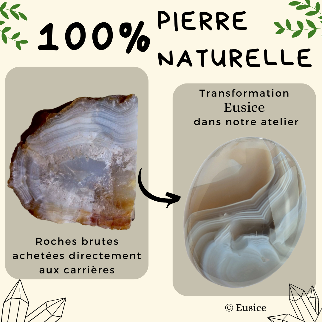 Gebänderter Achat aus Naturstein, beruhigender & Anti-Stress-Kiesel, 100 % handgefertigt aus einem Rohstein aus Madagaskar
