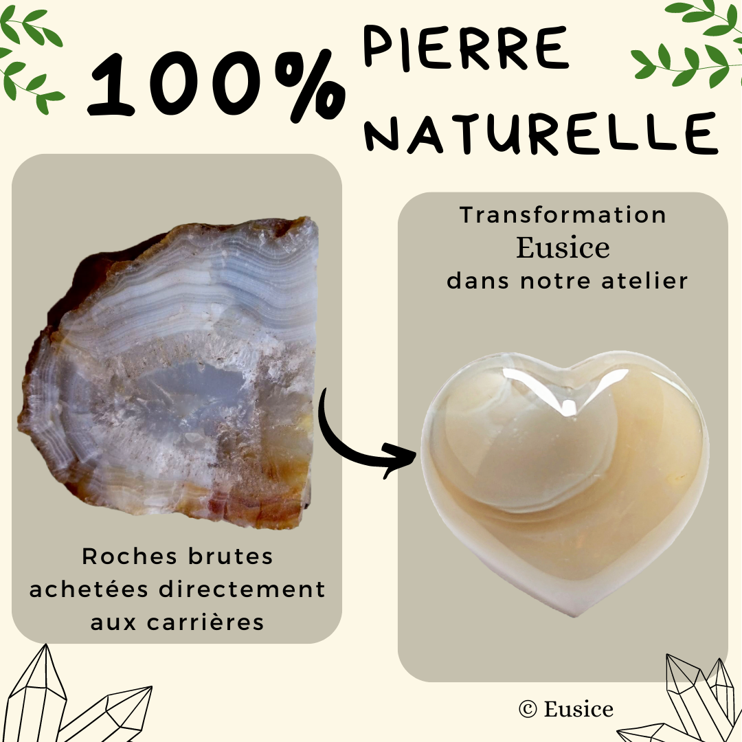 Agate Cœur, pierre naturelle fait-main
