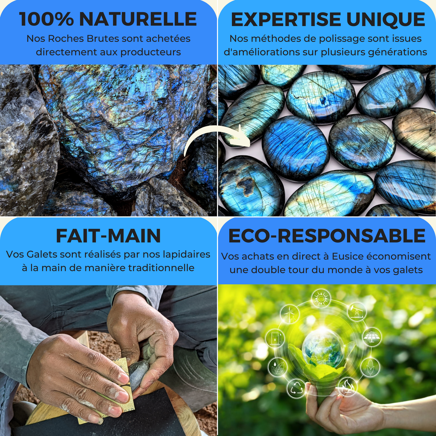 Labradorite Bleue, Galet Litho XXL fait-main