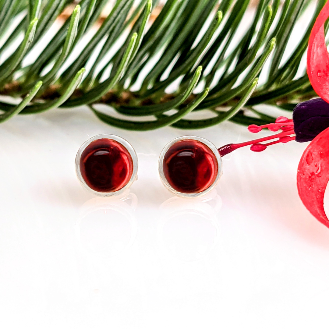 Garnet & 925 Silver Earrings