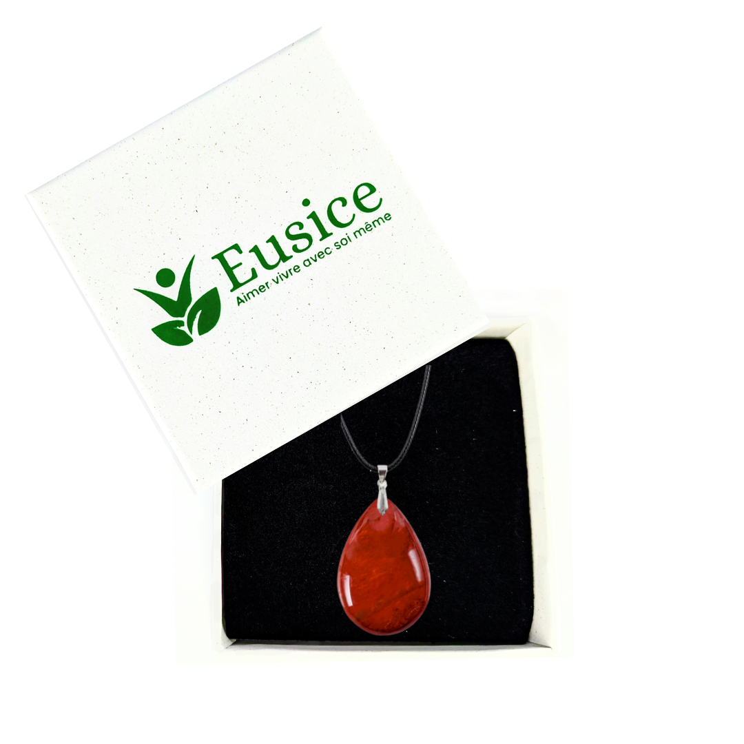 Pendentif Goutte en Jaspe Rouge