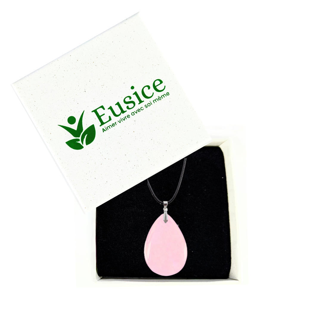 Pendentif Goutte en Quartz Rose