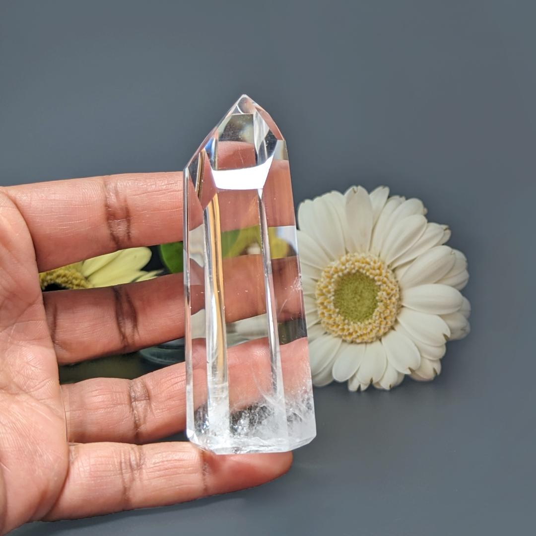 Rock Crystal Prism, Top translucent with low rate of natural inclusions