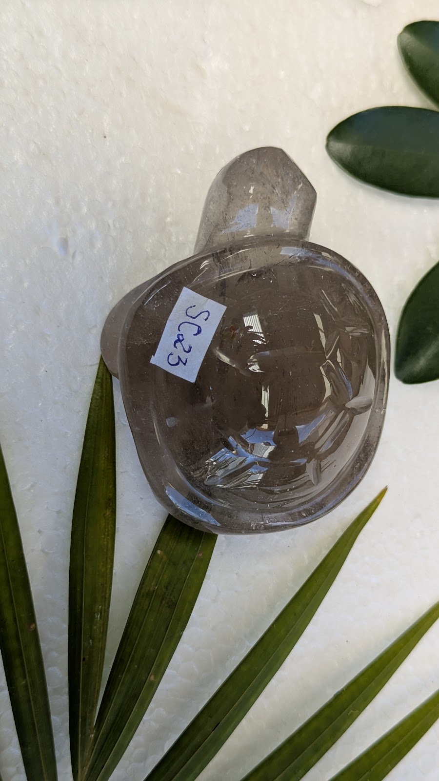 SC23 Quartz fumé tortue Sculpture