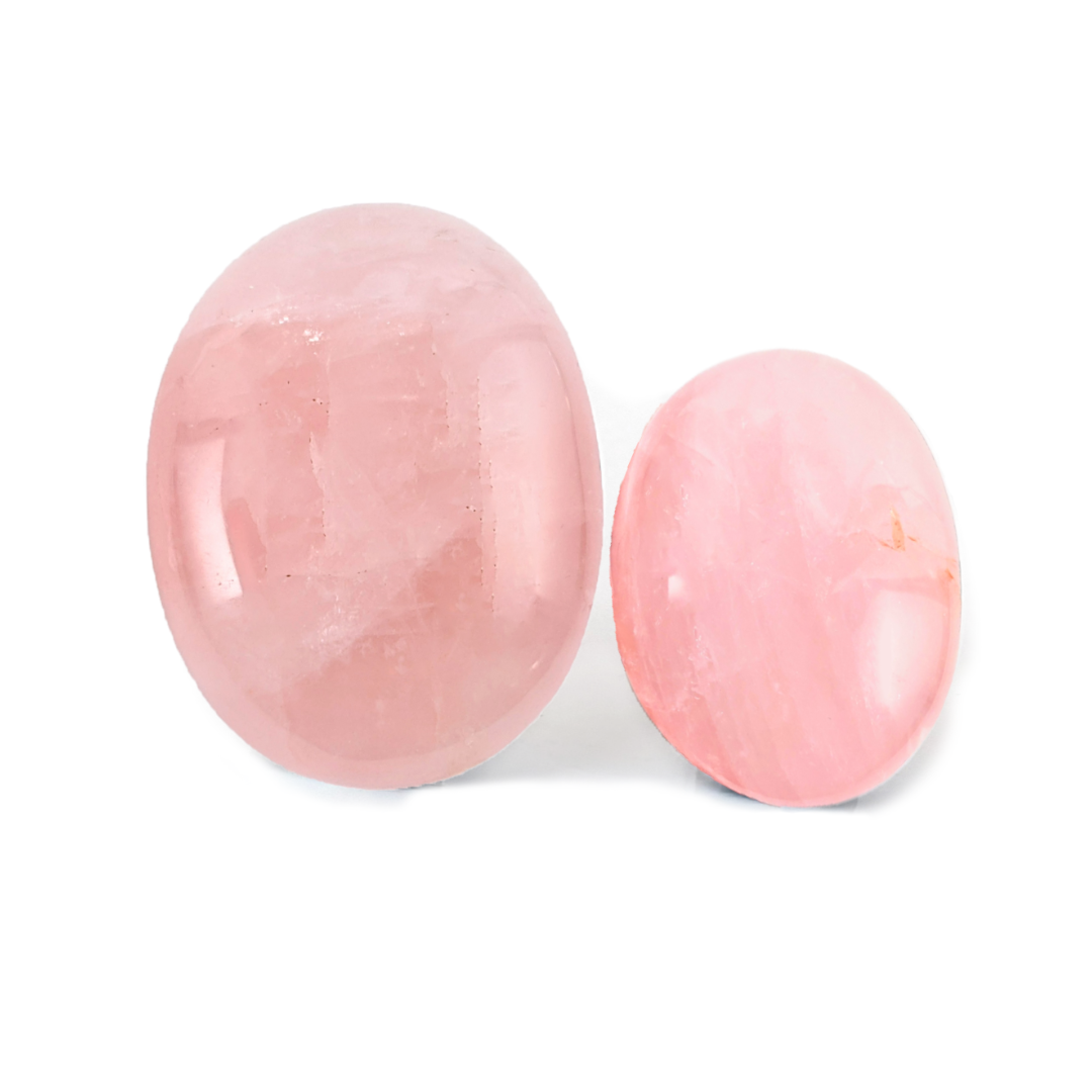 2 x Galets Quartz Rose Grade B avec imperfections