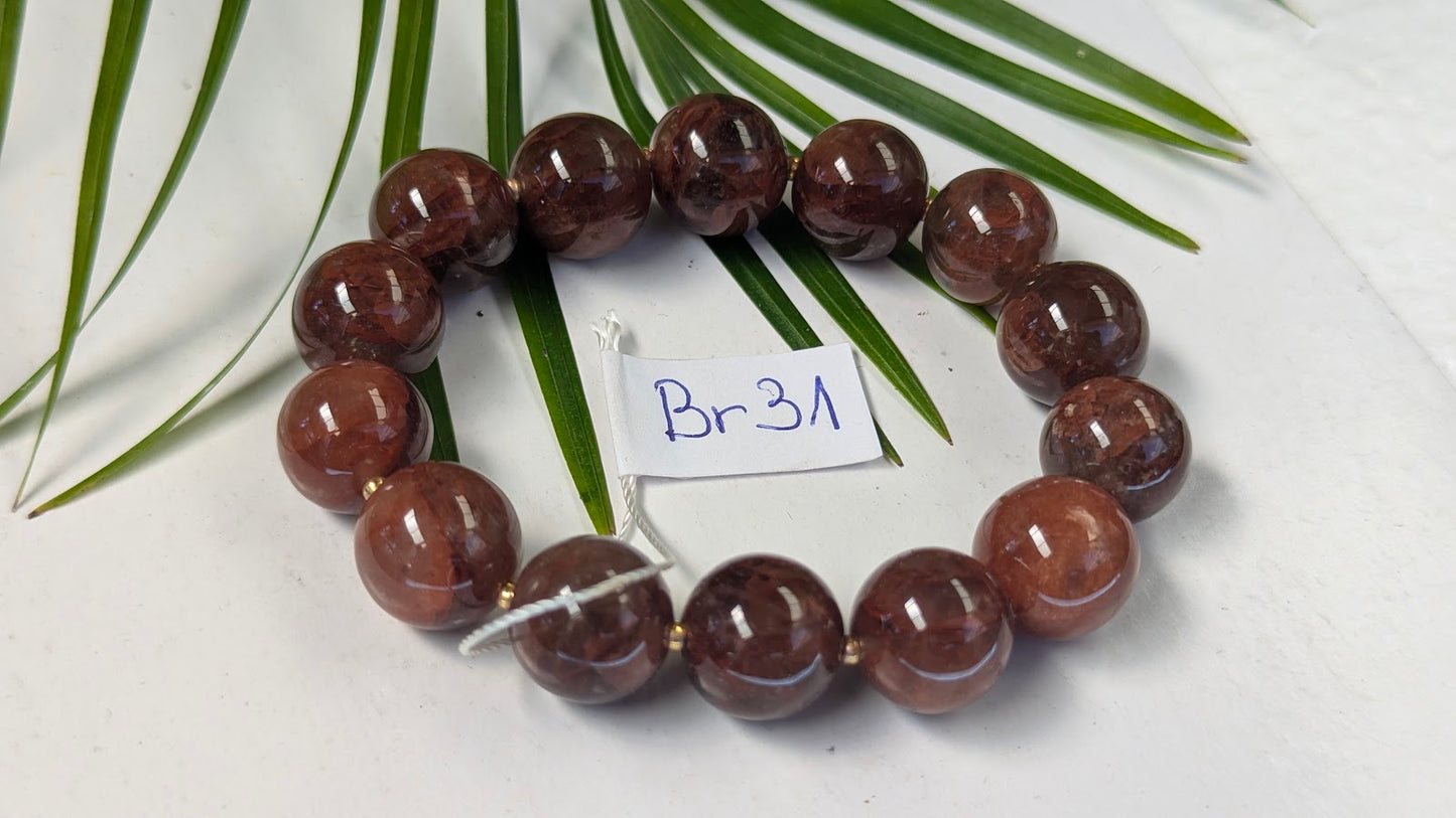 Br 31 Quartz hematoide rouge bracelet