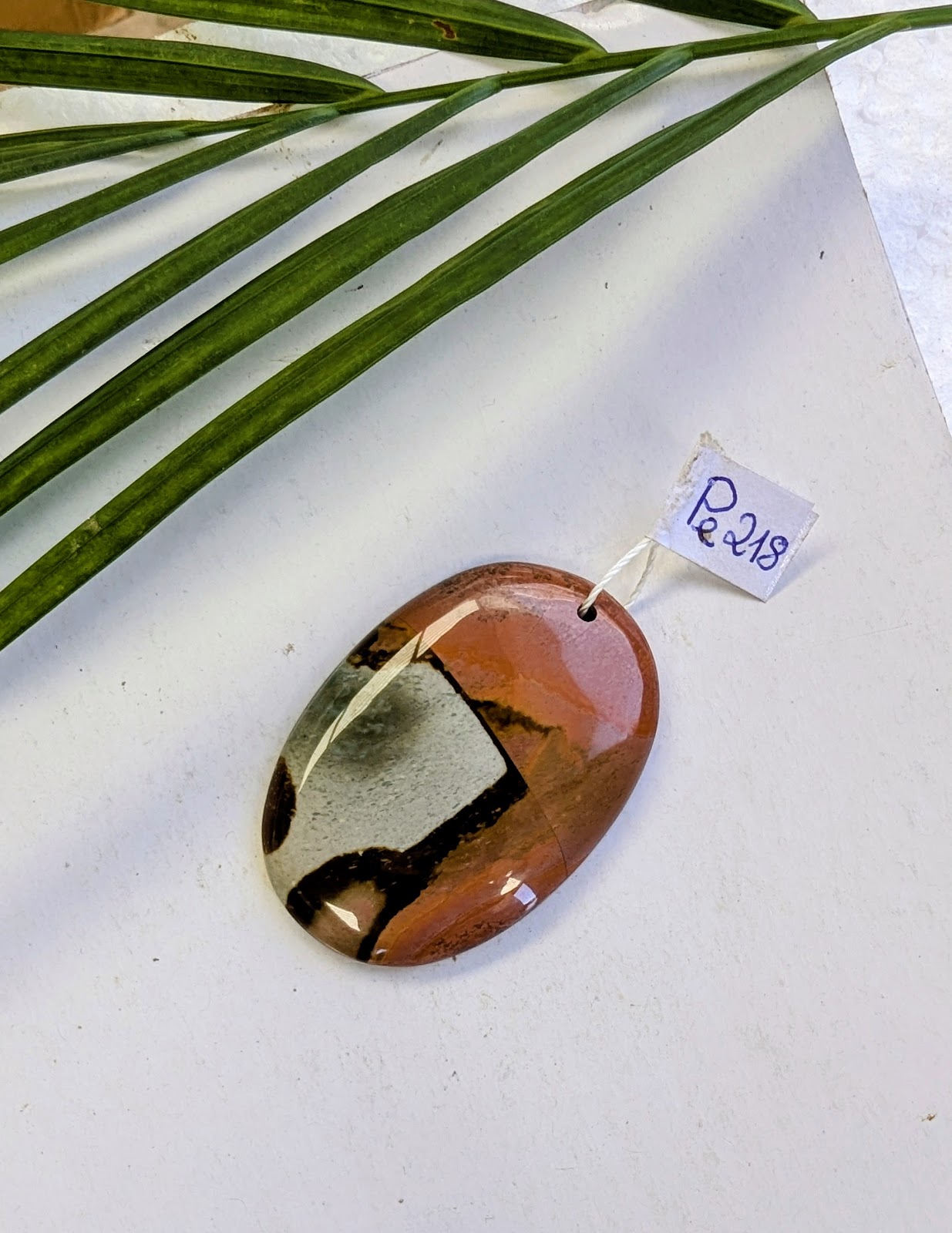 Pe218 Jaspe polychrome pendentif