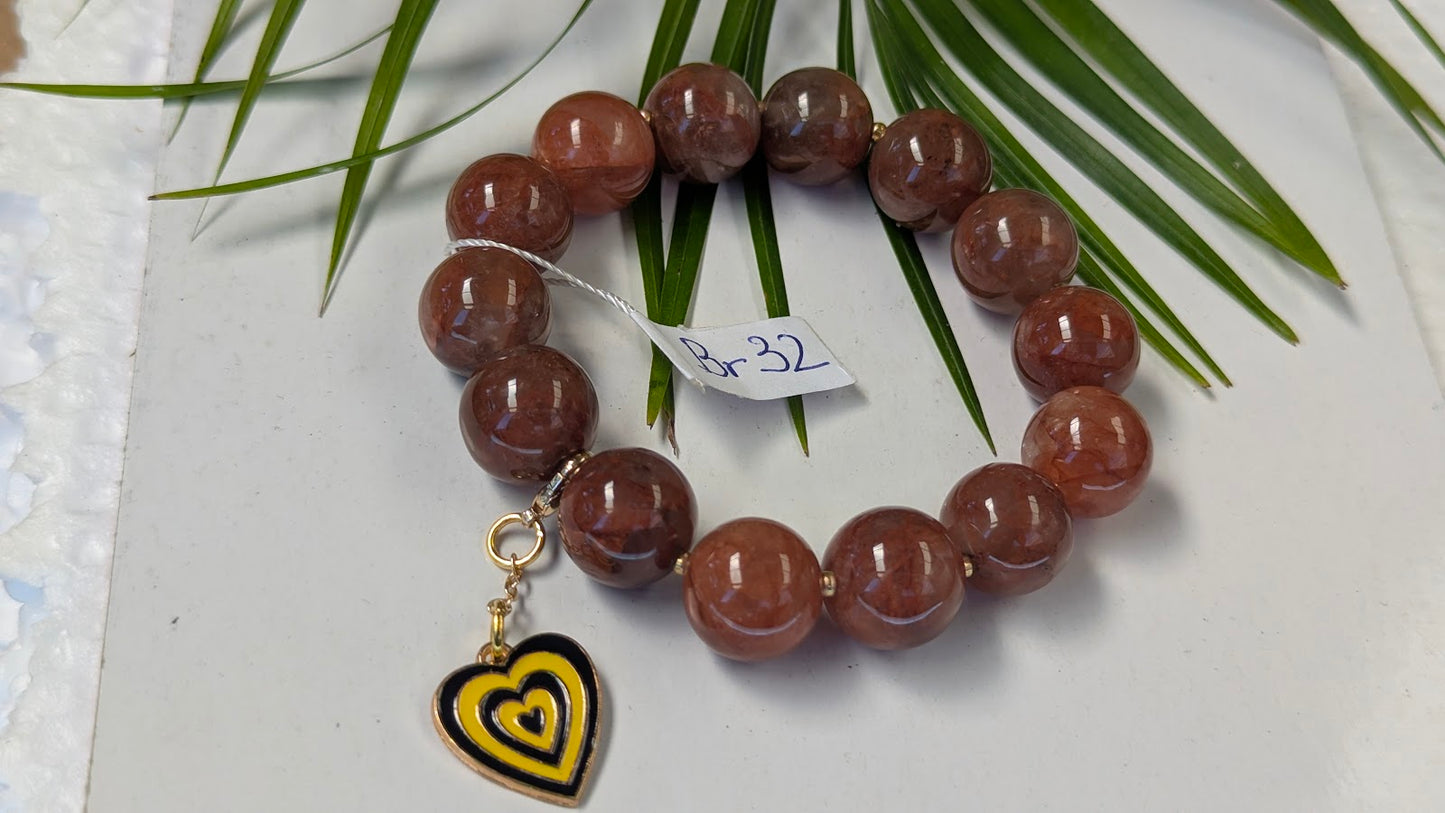 Br 32 Quartz hematoide rouge bracelet