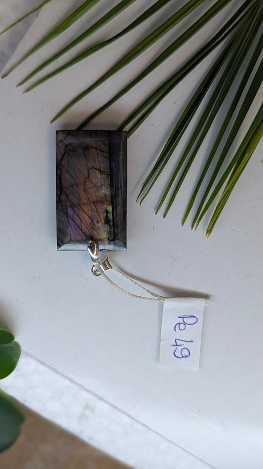 Pe 49 Pendentif Labradorite Rectangle