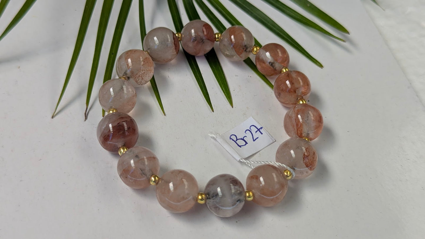 Br27 Quartz hematoide rouge bracelet
