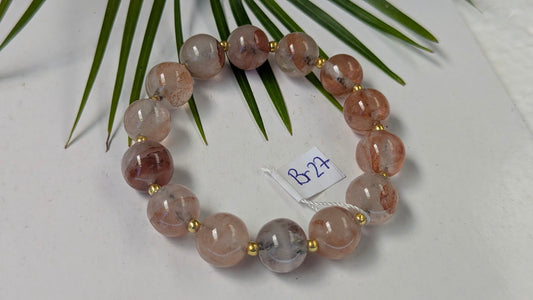Br27 Quartz hematoide rouge bracelet