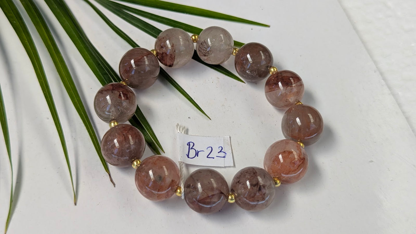Br 23 Quartz hematoide rouge bracelet