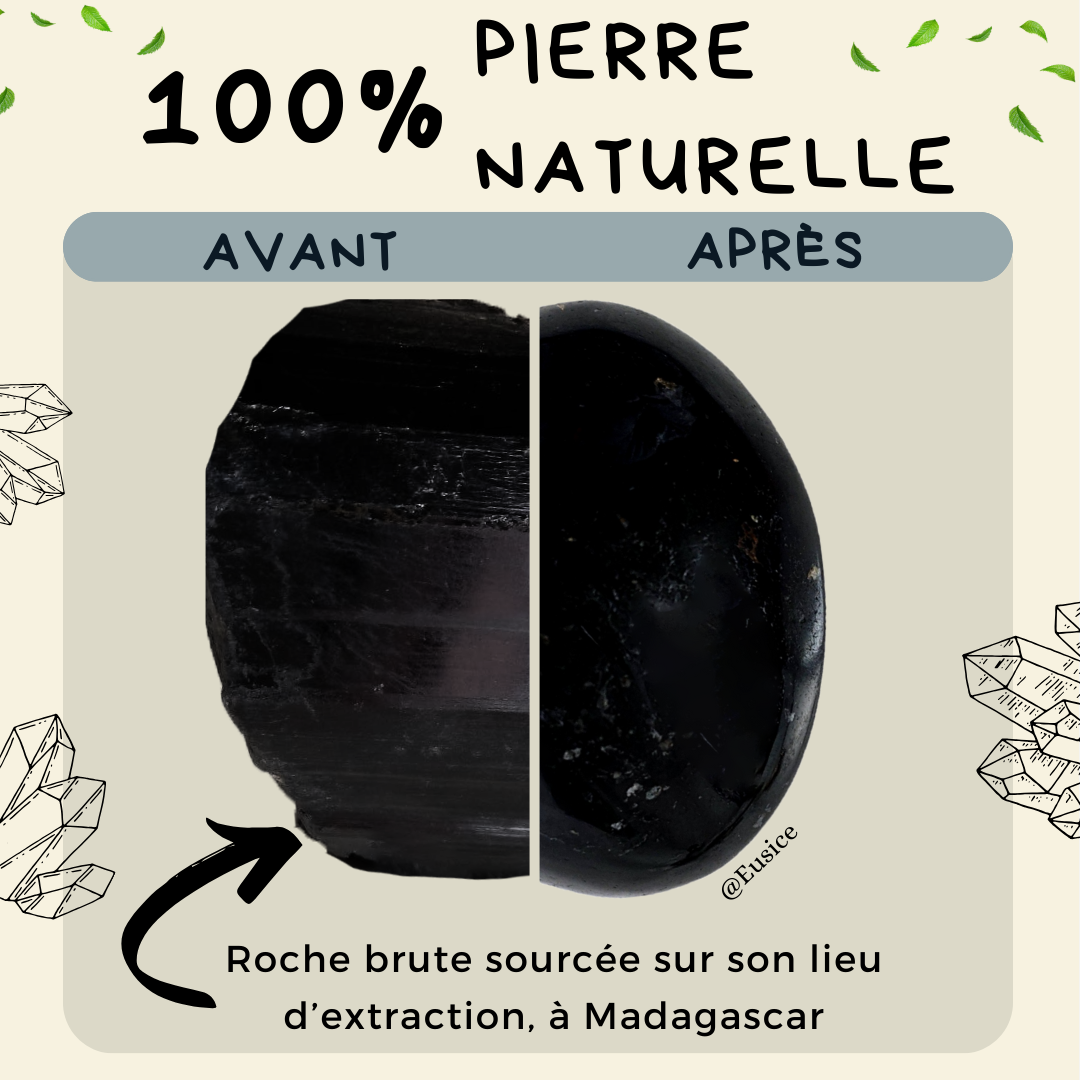 2 x Galets Tourmaline Noire Grade B avec imperfections