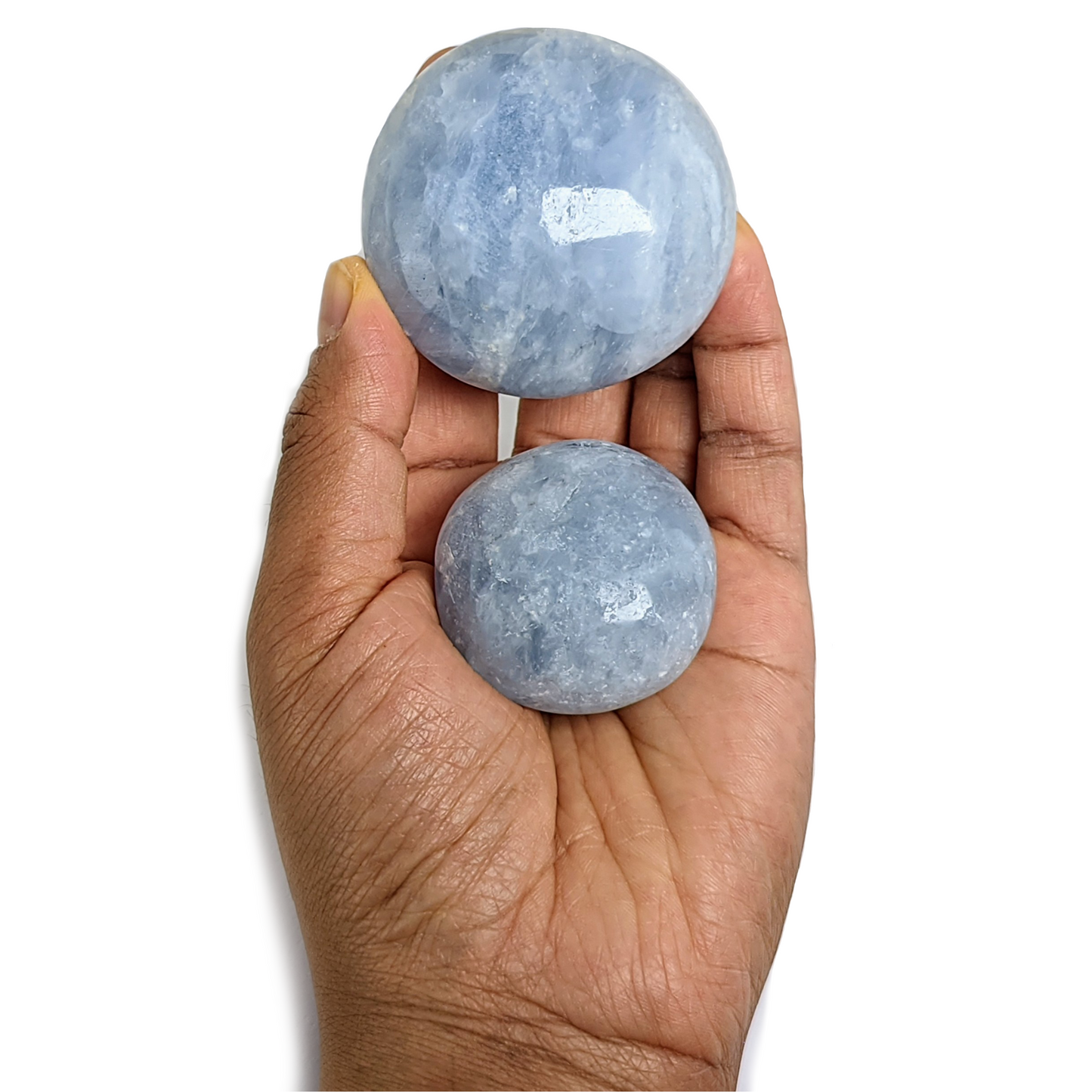 2 x Galets Calcite Bleue Grade B avec imperfections