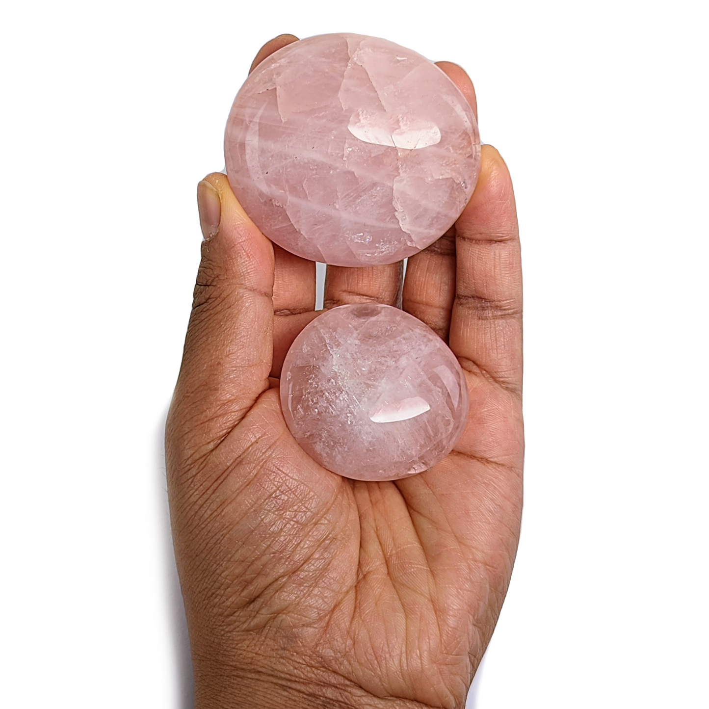 2 x Galets Quartz Rose Grade B avec imperfections