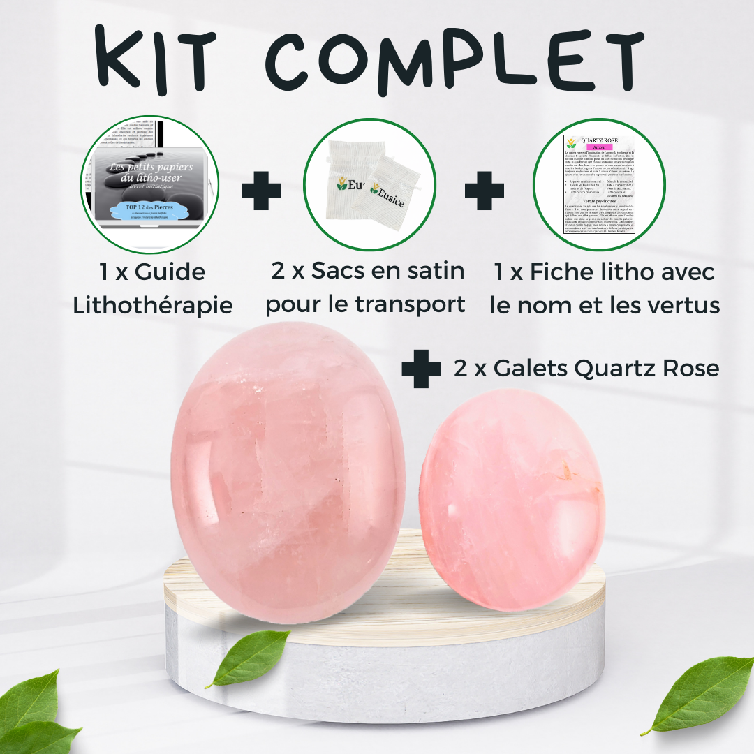 2 x Galets Quartz Rose Grade B avec imperfections