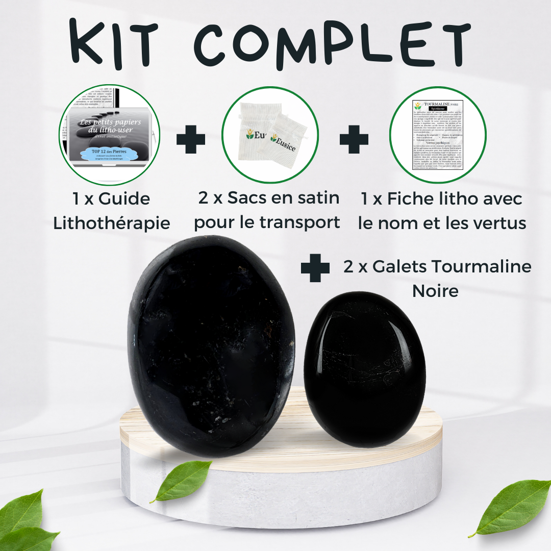 2 x Galets Tourmaline Noire Grade B avec imperfections