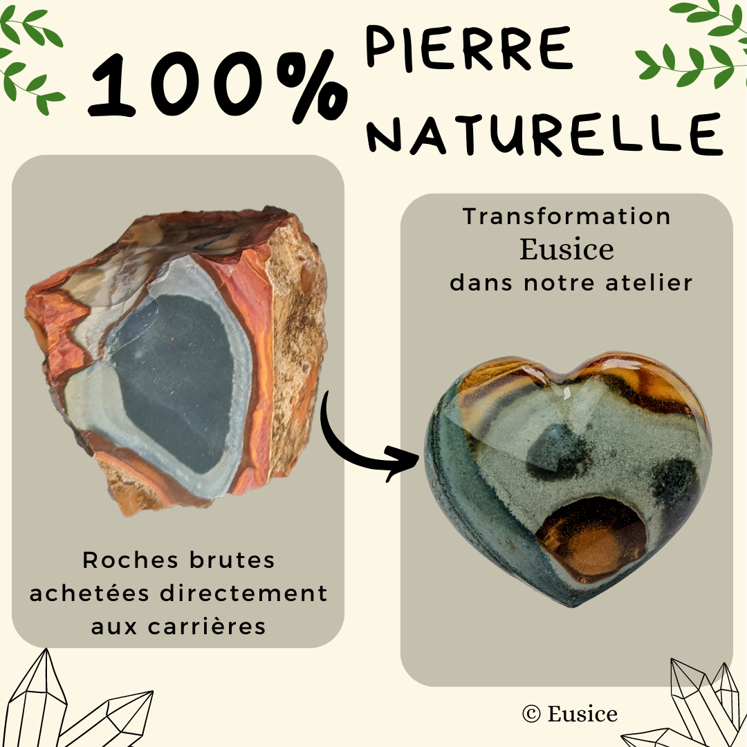 Jaspe Polychrome Cœur, pierre naturelle fait-main