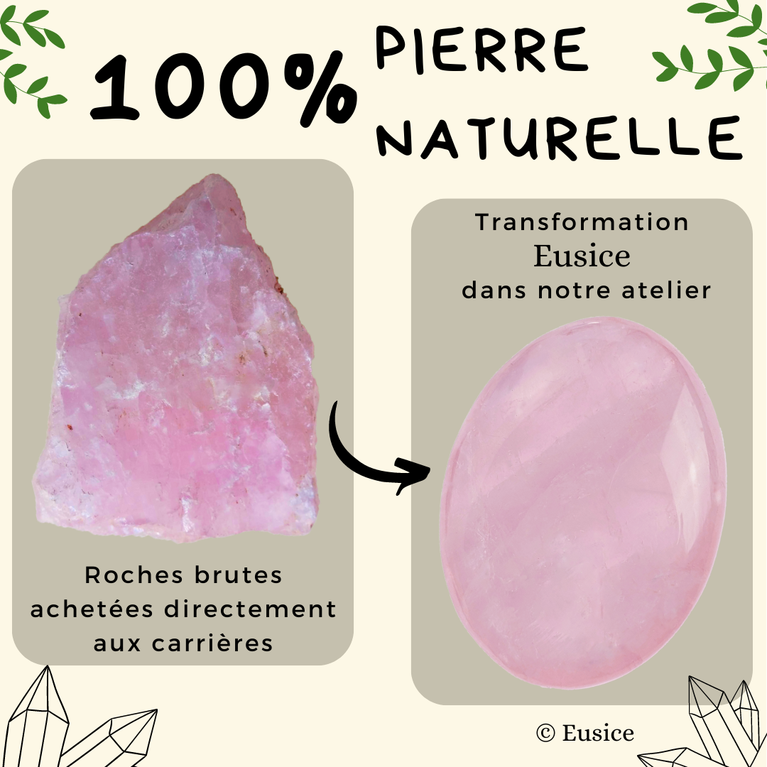 Eusice - Cœur Tourmaline Rose, Pierre naturelle Bien-être, Cristal poli  Fait-main pour Lithothérapie, Chakra, Méditation