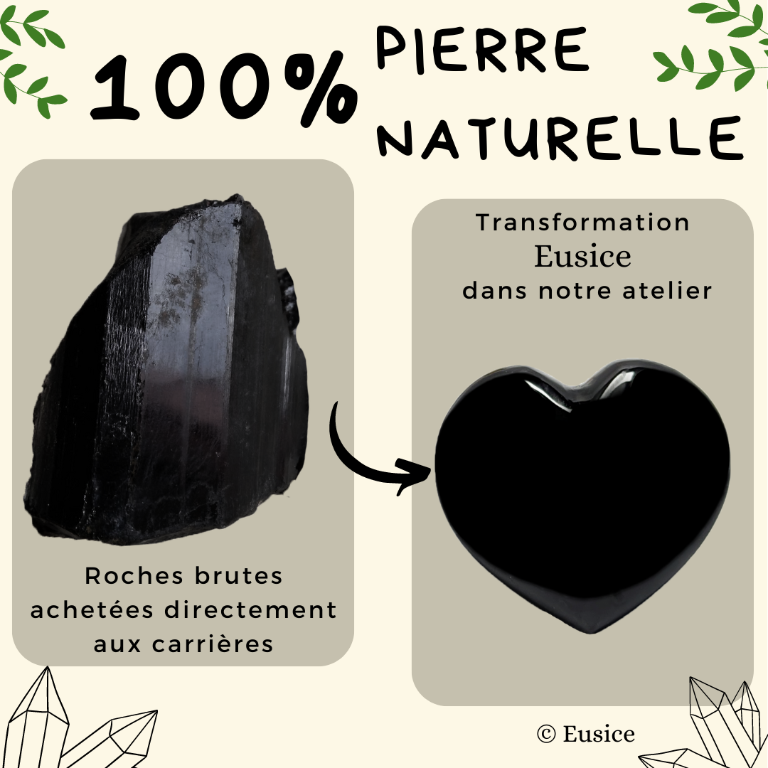 Tourmaline Noire Cœur, pierre naturelle fait-main