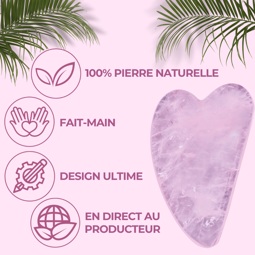 Naturstein Rosenquarz Gua Sha, Augen- und Gesichtsmassage, Entspannung für Körper und Geist, ultimatives Werkzeug für die Anti-Aging-Gesichtspflege, 100 % handgefertigt und handgefertigt aus rohem Gestein 